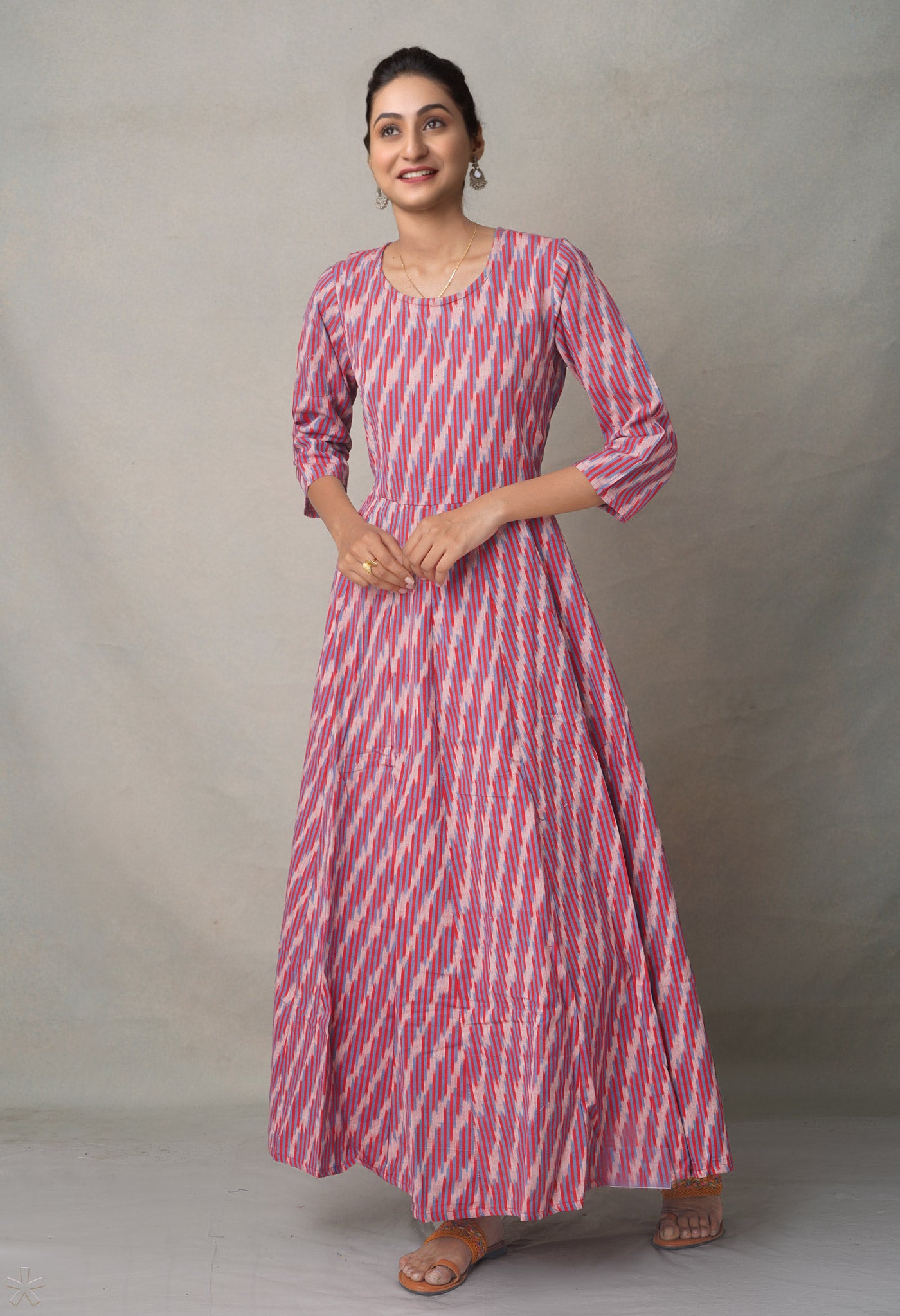 Pink Pure Ikat  Cotton Long Kurta-PKK1892