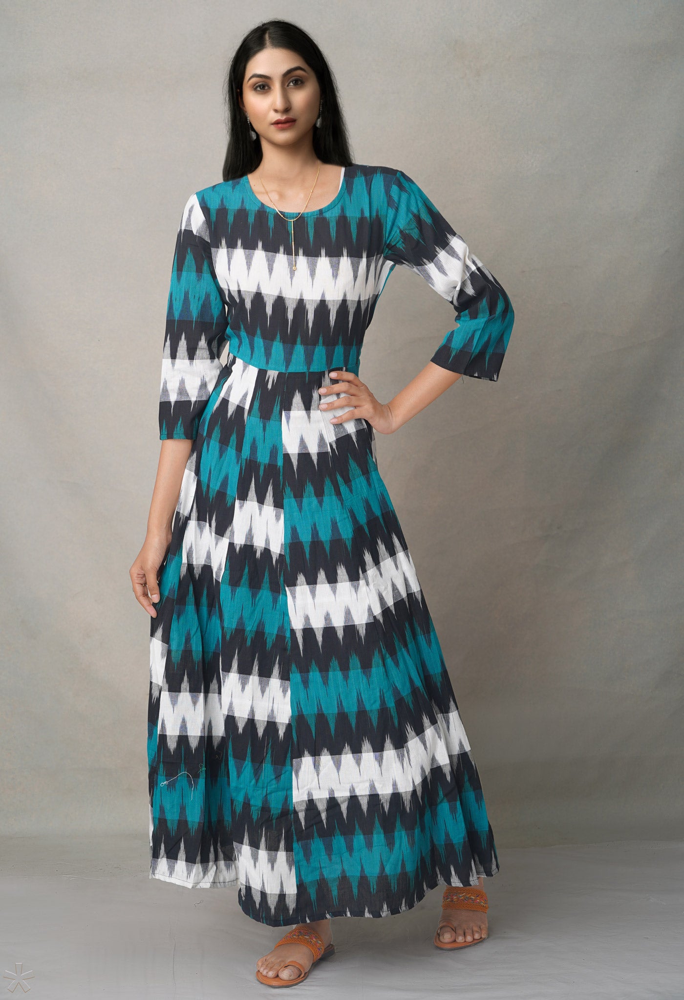 Multi Pure Ikat  Cotton Long Kurta-PKK1895