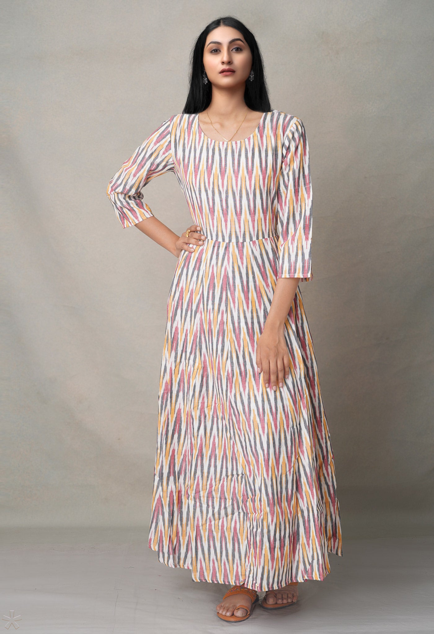 Multi Pure Ikat  Cotton Long Kurta-PKK1899