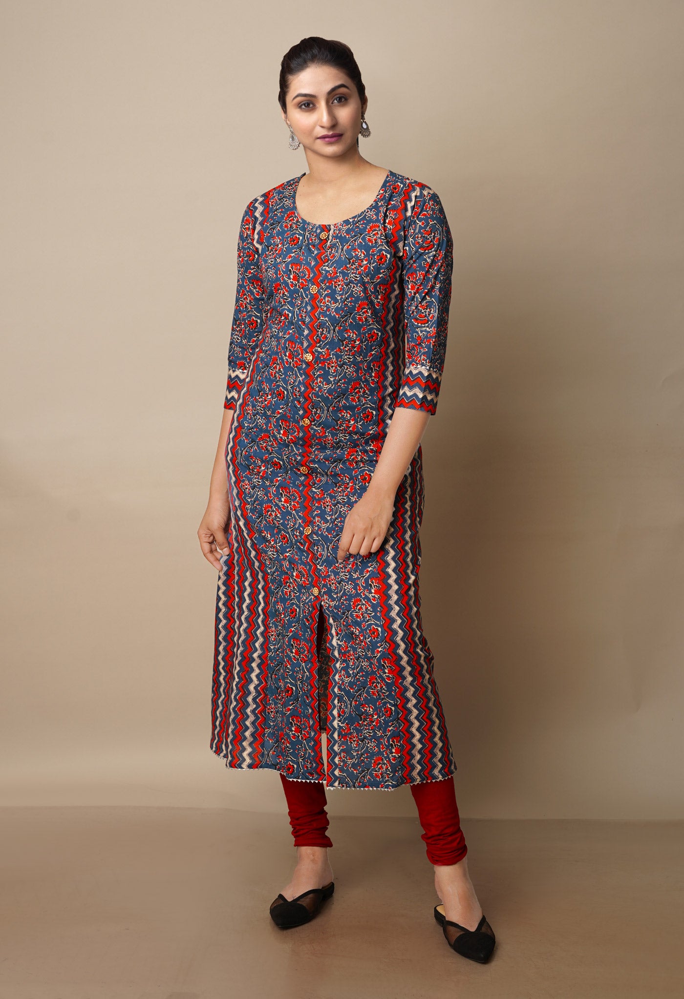 Blue Pure Ajrakh Floral Cotton Kurta-PKK1900