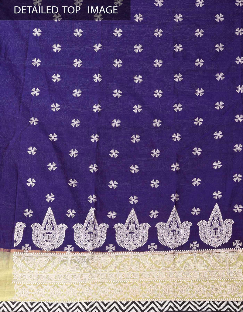 Online Shopping for Unstitched Violet-Cream Pure Handloom Rajkot Cotton Salwar Kameez with  from  at Unnatisilks.com, India 