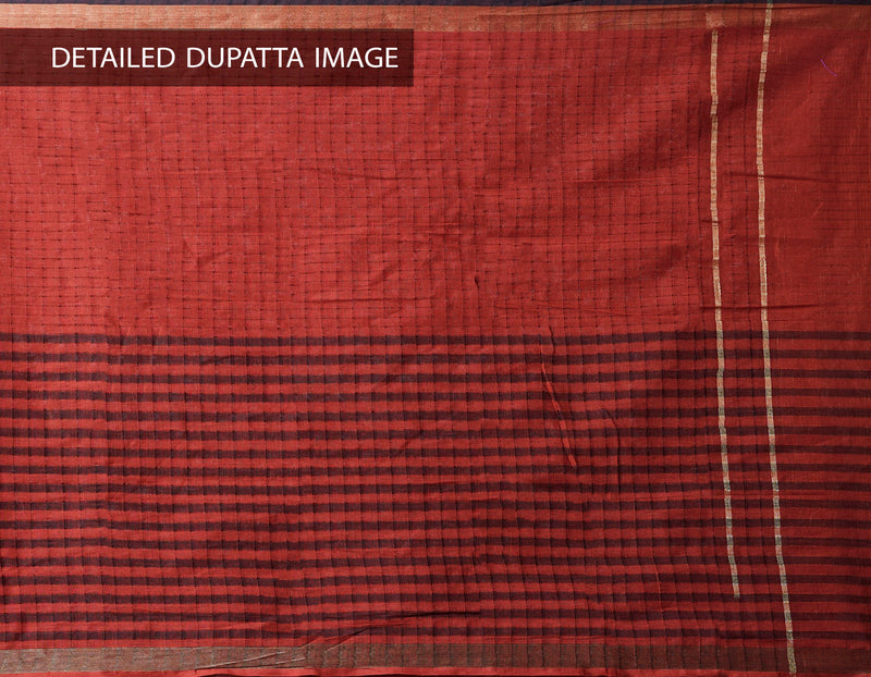 Unstitched Multicolor-Orange Pure Mangalagiri Cotton Salwar Kameez