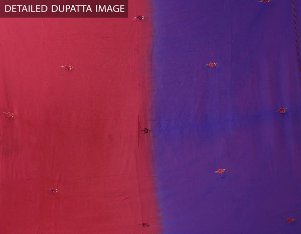 Online Shopping for Unstitched Blue-Red Pure Handloom Tussar Silk Kantha Salwar Kameez with Kantha work. from Chattisgarh at Unnatisilks.com India