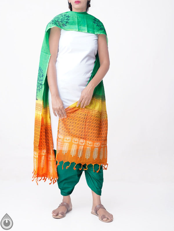 Online Shopping for Unstitched White-Green Pure Kanchi Cotton Salwar Kameez with  Weaving from Tamilnadu at Unnatisilks.comIndia

