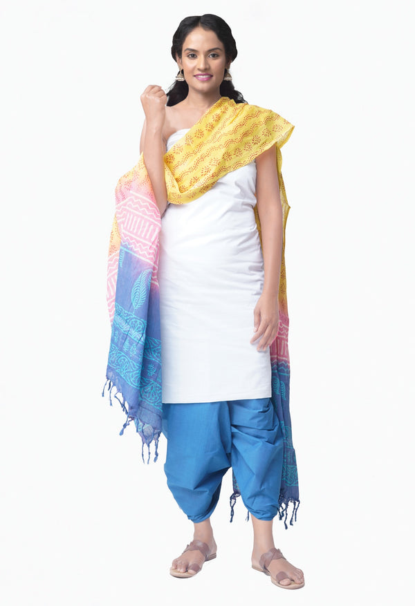 Online Shopping for Unstitched White-Blue Pure Kanchi Cotton Salwar Kameez with  Weaving from Tamilnadu at Unnatisilks.comIndia
