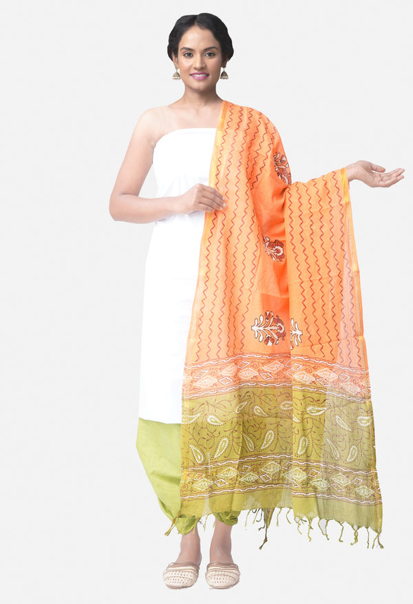 Online Shopping for Unstitched White-Green Pure Kanchi Cotton Salwar Kameez with  Weaving from Tamilnadu at Unnatisilks.comIndia
