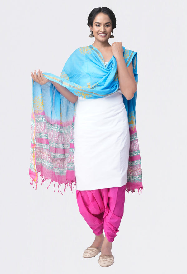 Online Shopping for Unstitched White-Pink Pure Kanchi Cotton Salwar Kameez with  Weaving from Tamilnadu at Unnatisilks.comIndia
