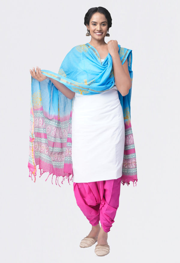 Online Shopping for Unstitched White-Pink Pure Kanchi Cotton Salwar Kameez with  Weaving from Tamilnadu at Unnatisilks.comIndia
