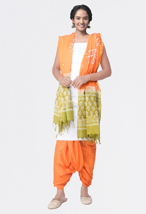 Online Shopping for Unstitched White-Orange Pure Kanchi Cotton Salwar Kameez with  Weaving from Tamilnadu at Unnatisilks.comIndia
