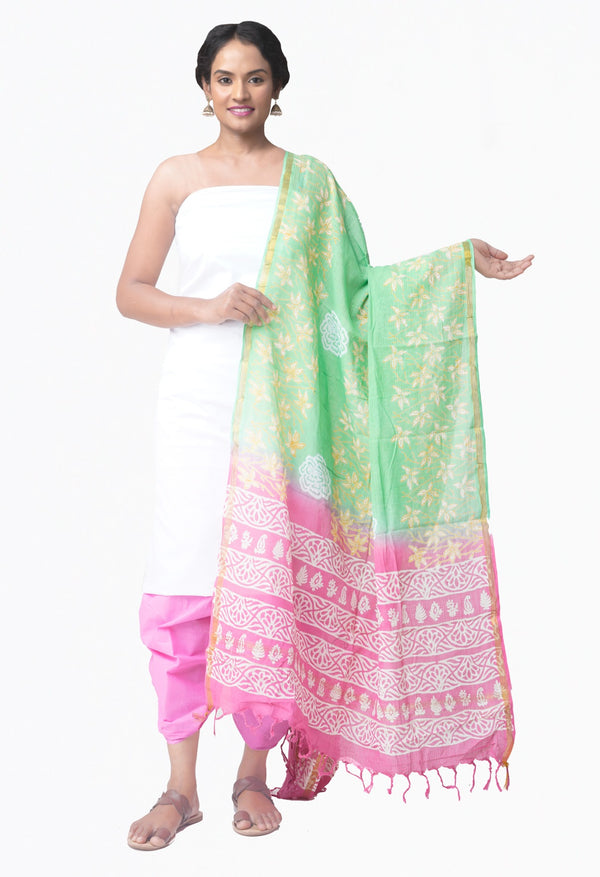 Online Shopping for Unstitched White-Pink Pure Kanchi Cotton Salwar Kameez with  Weaving from Tamilnadu at Unnatisilks.comIndia
