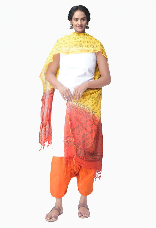 Online Shopping for Unstitched White-Orange Pure Kanchi Cotton Salwar Kameez with  Weaving from Tamilnadu at Unnatisilks.comIndia
