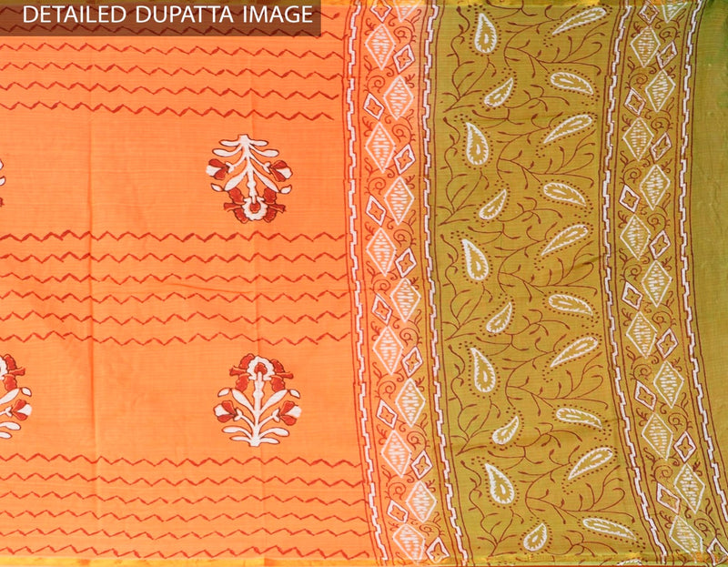 Online Shopping for Unstitched White-Orange Pure Kanchi Cotton Salwar Kameez with  Weaving from Tamilnadu at Unnatisilks.comIndia
