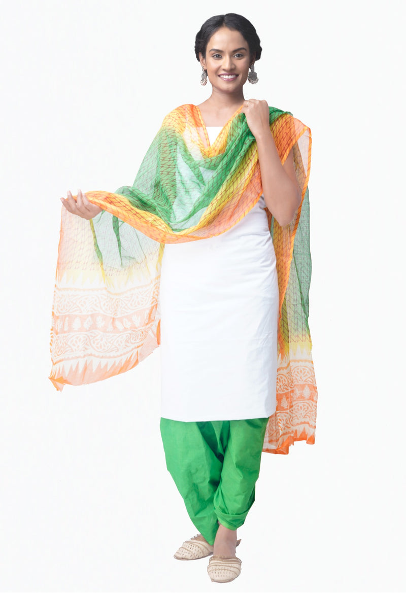 Online Shopping for Unstitched White-Green Pure Chettinad Cotton Salwar Kameez with Weaving from Tamil nadu at Unnatisilks.comIndia
