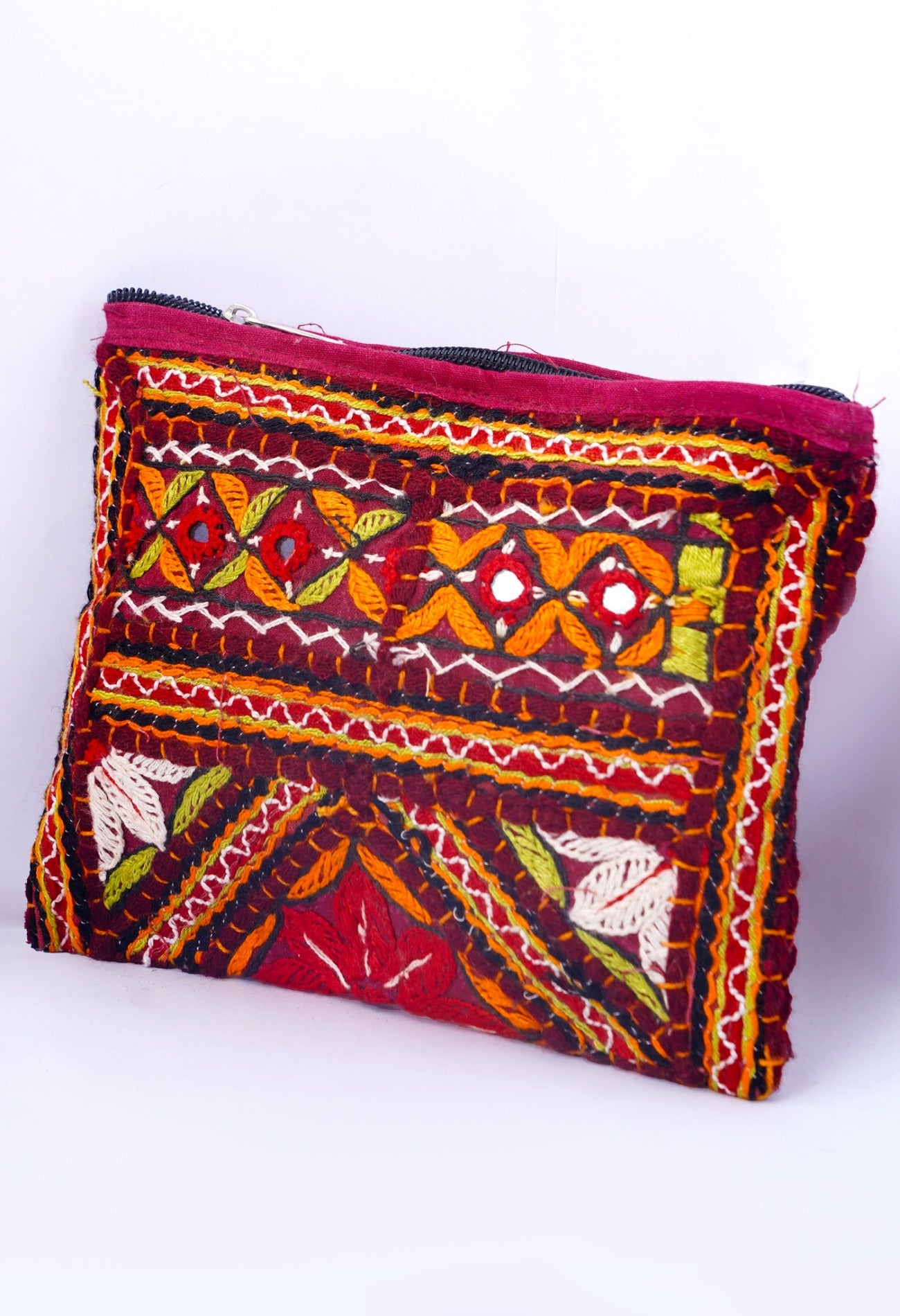 Online Shopping for Maroon Indian Handicraft Embroidered Clutch Bag with Weaving from Rajasthan at Unnatisilks.com India_x000D_
