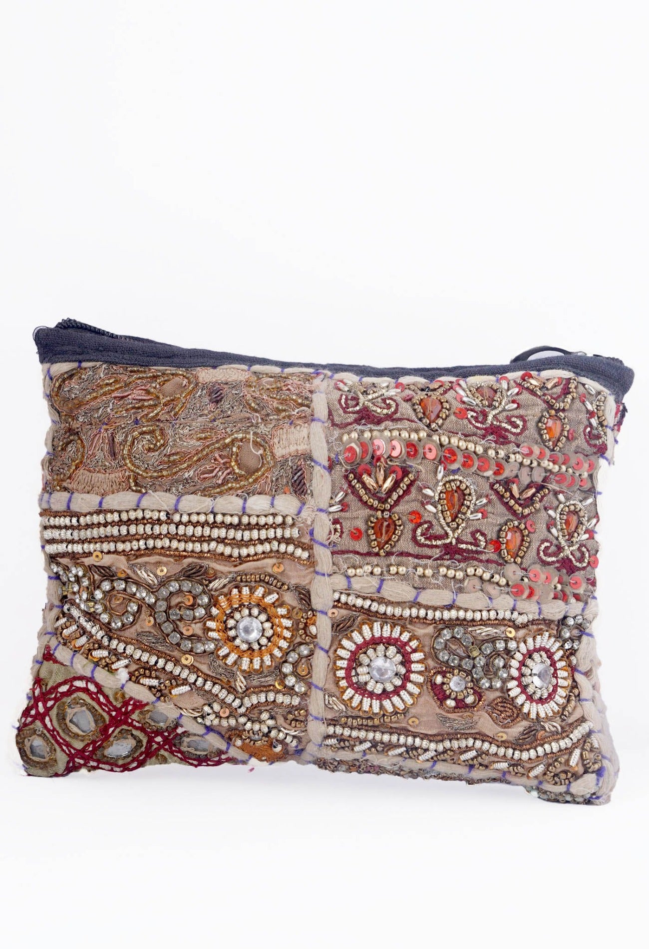 Online Shopping for Cream Indian Handicraft Embroidered Clutch Bag with Weaving from Rajasthan at Unnatisilks.com India_x000D_
