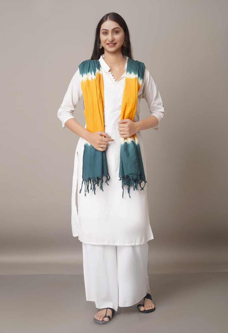 Multi Pure Tie- Dye Shibori Cotton Dupatta-UDS3603
