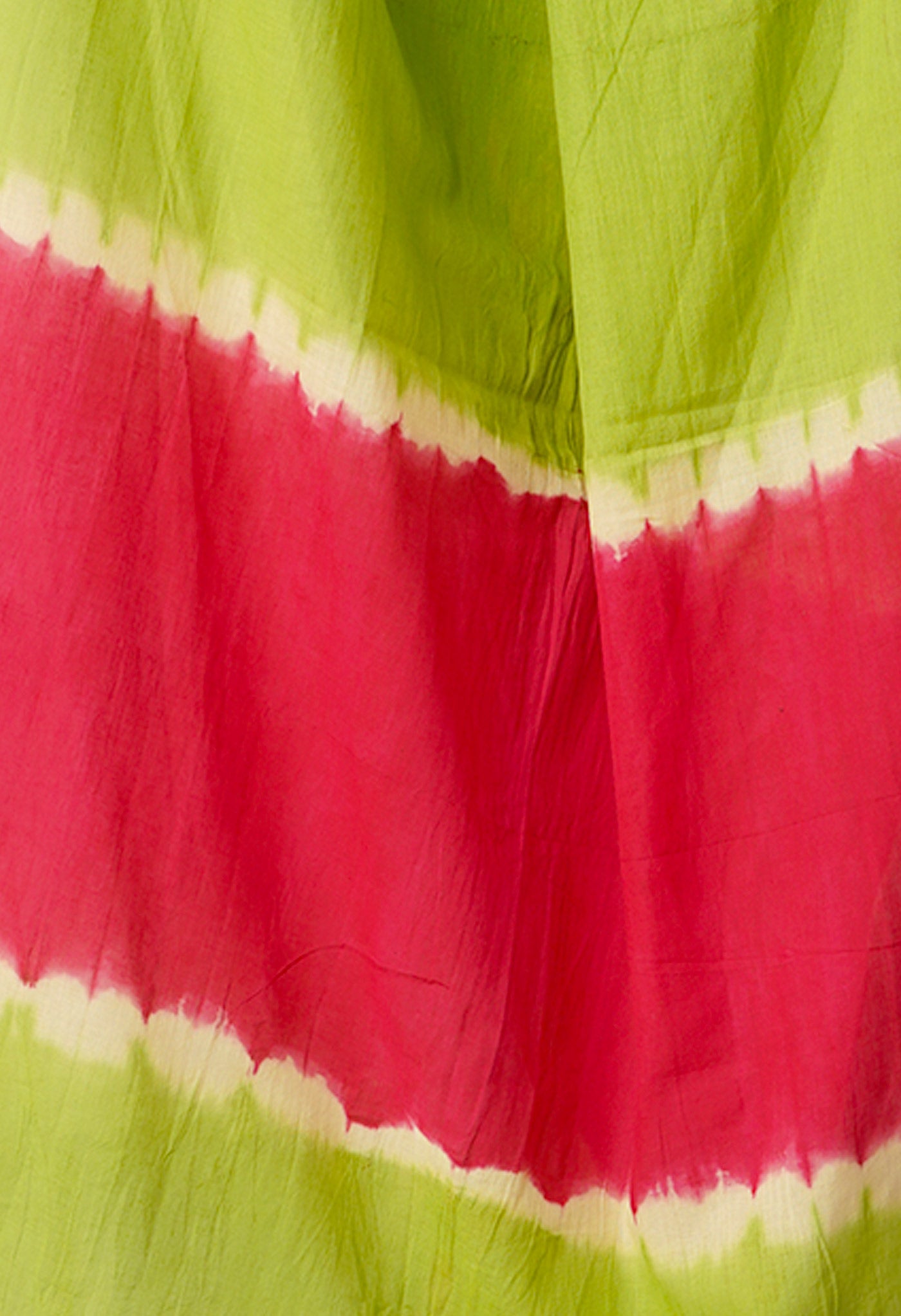 Green-Pink Pure Tie- Dye Shibori Cotton Dupatta-UDS3641