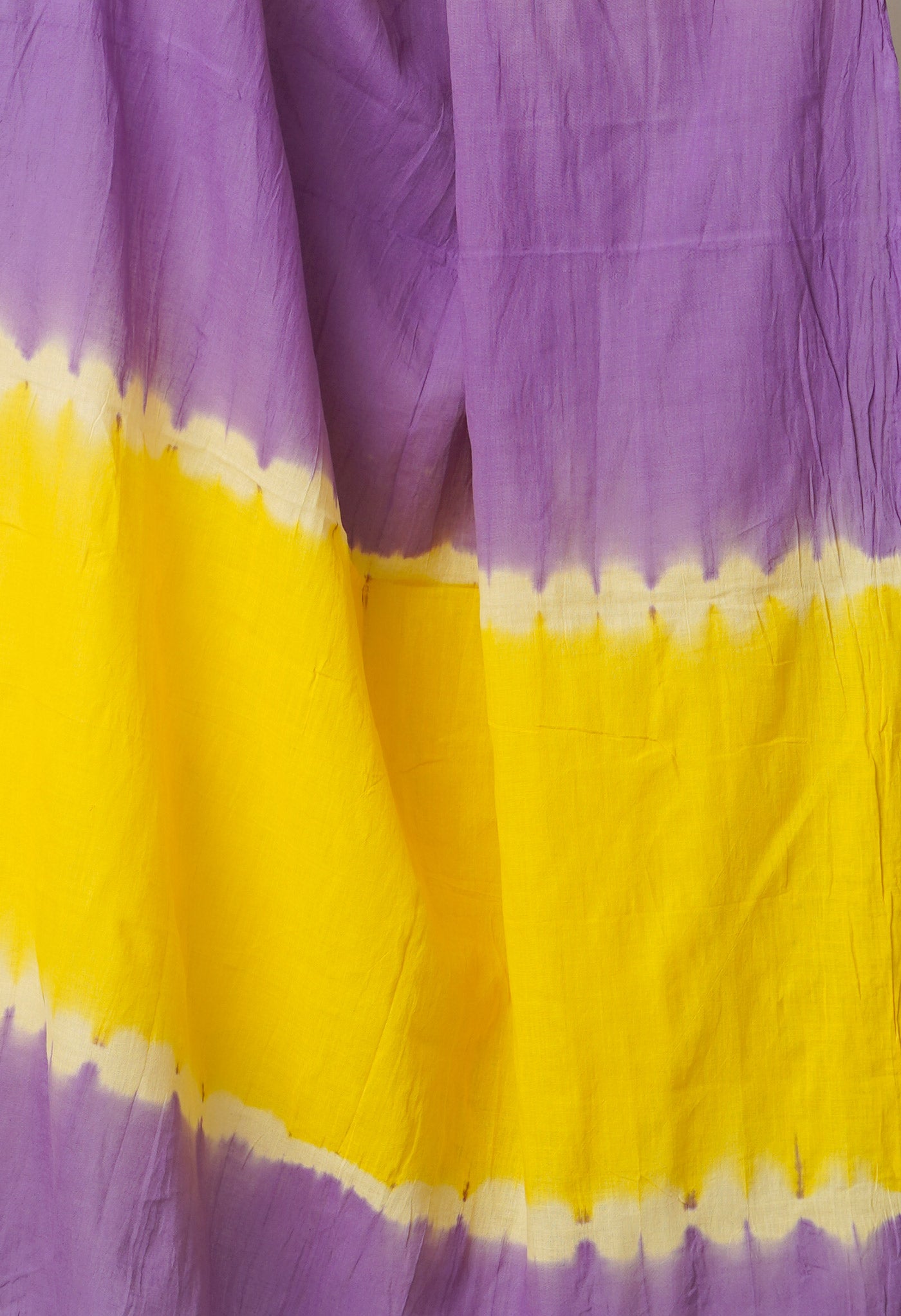 Yellow-Violet Pure Tie- Dye Shibori Cotton Dupatta-UDS3648