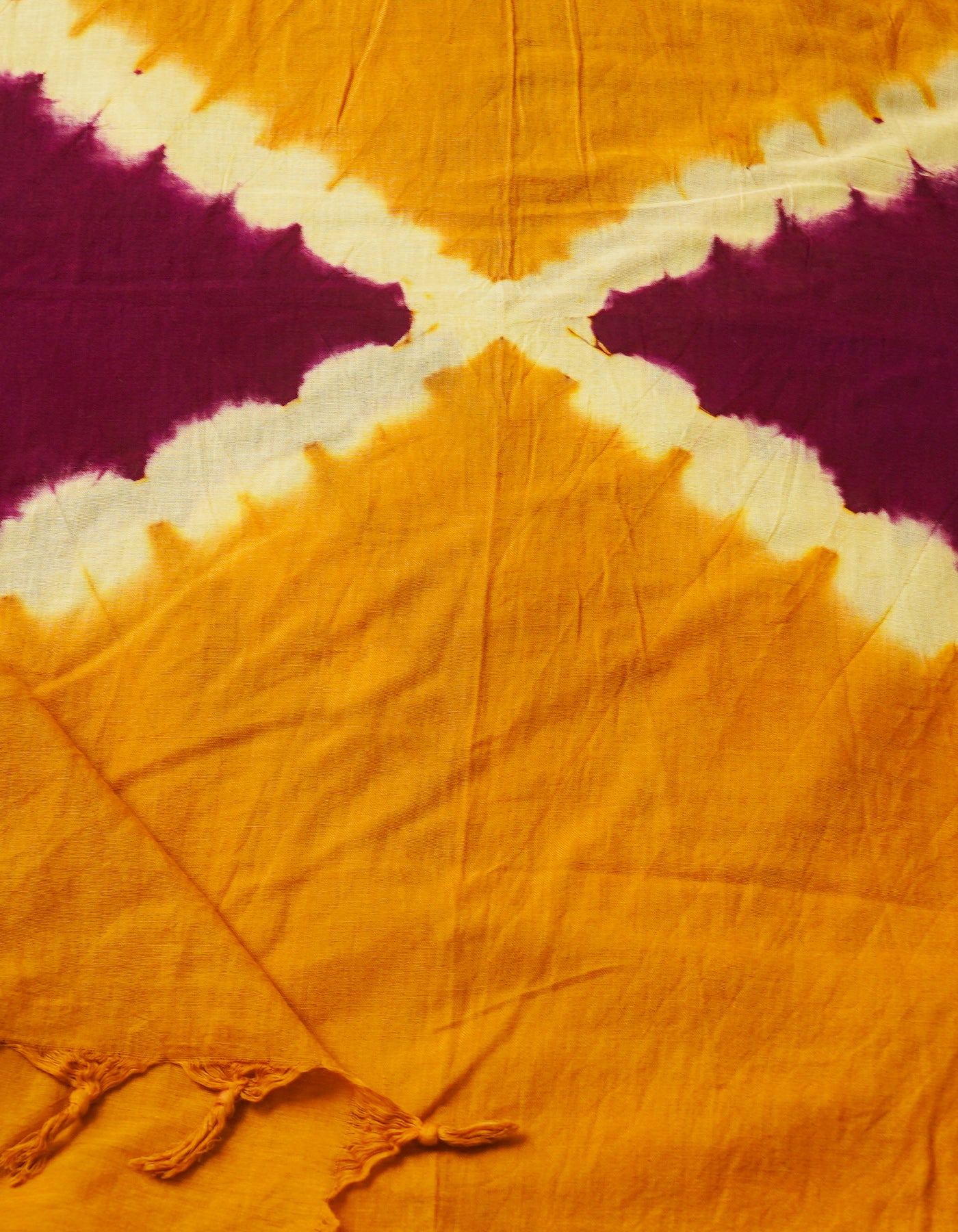 Brown-Dark Purple Pure Tie- Dye Shibori Cotton Dupatta-UDS3661