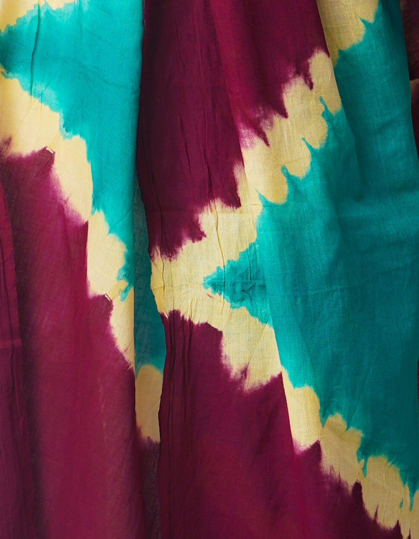 Dark Purple-Green Pure Tie- Dye Shibori Cotton Dupatta-UDS3667