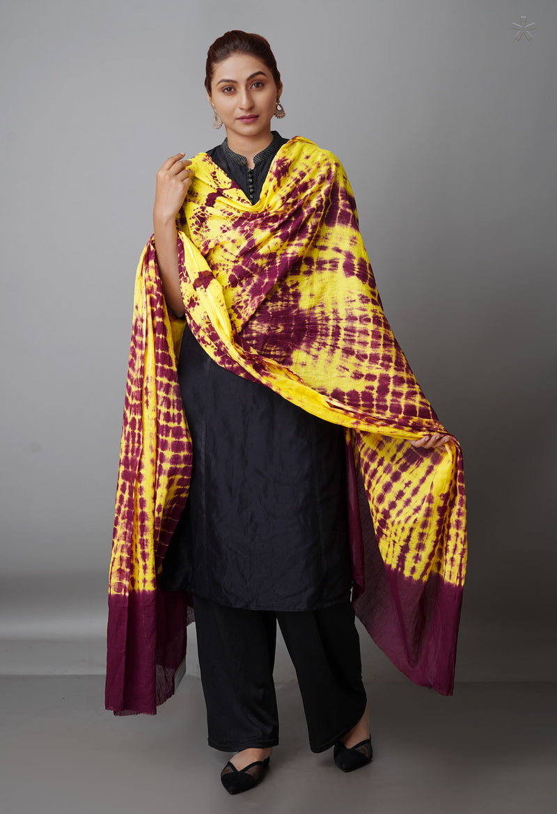 Purple Pure Tie- Dye Shibori Cotton Dupatta-UDS3747