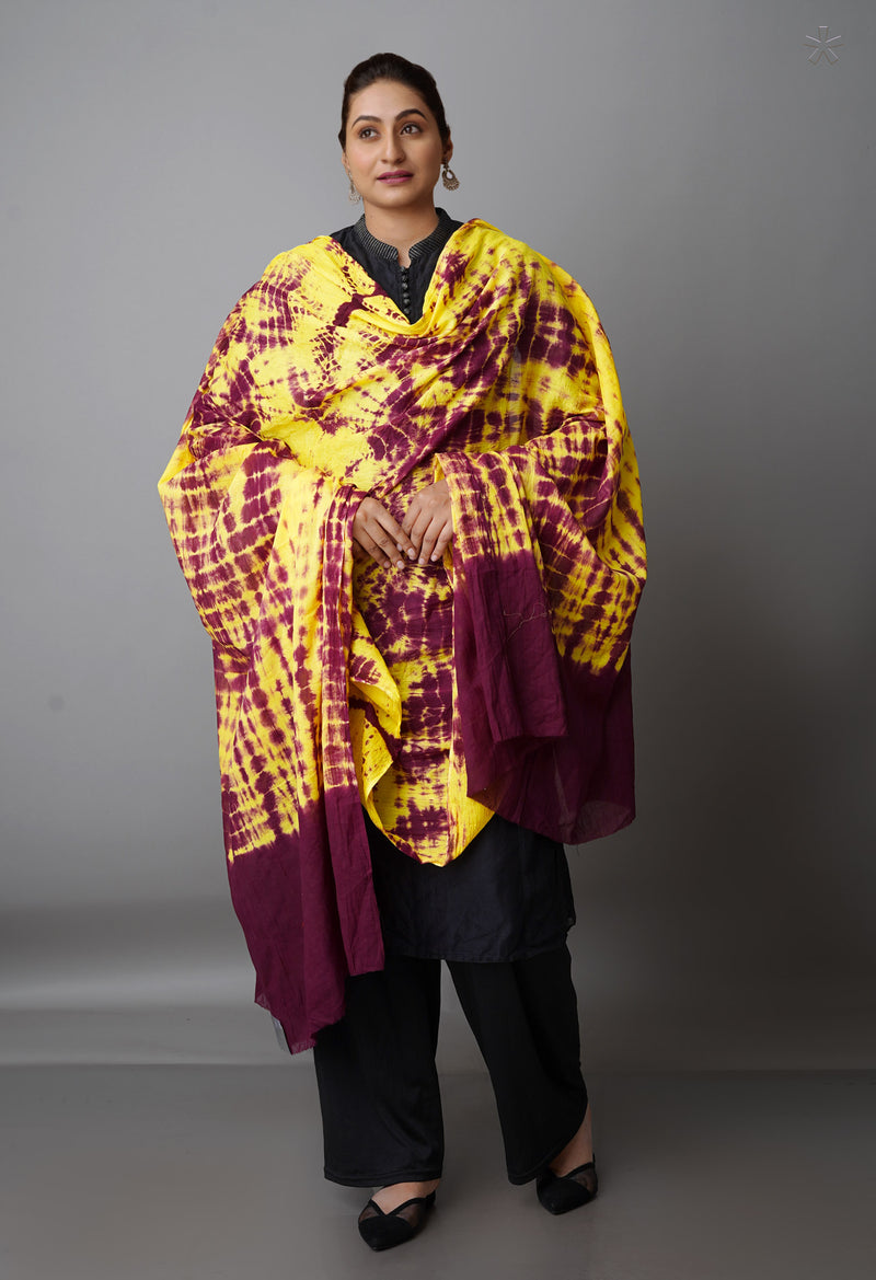Purple Pure Tie- Dye Shibori Cotton Dupatta-UDS3747