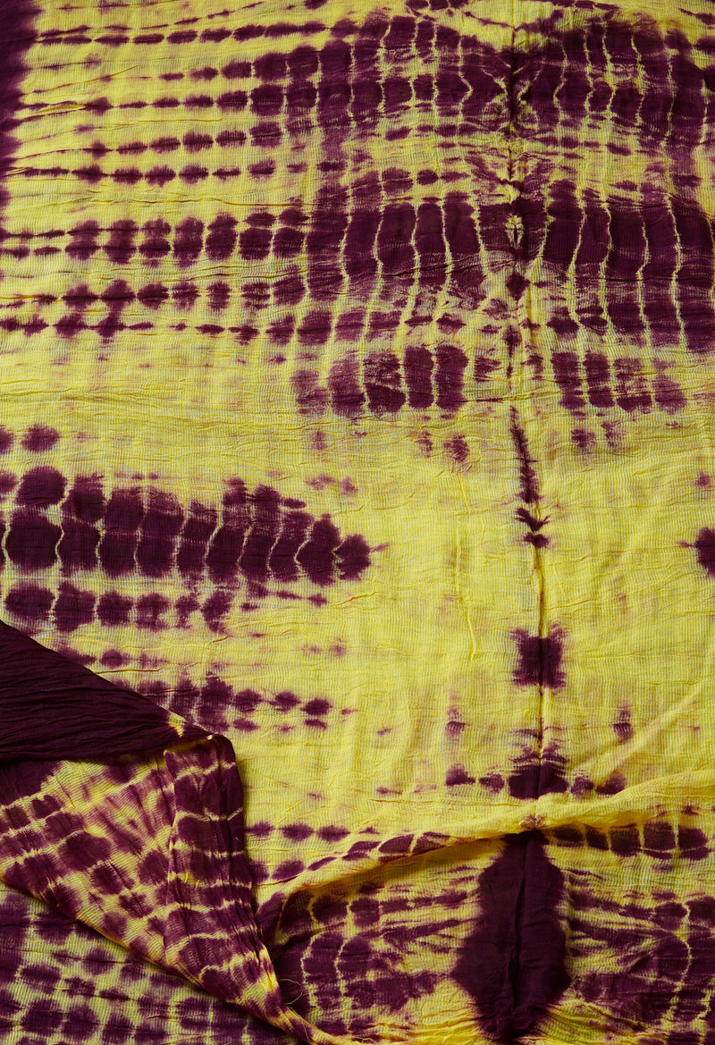 Purple Pure Tie- Dye Shibori Cotton Dupatta-UDS3748