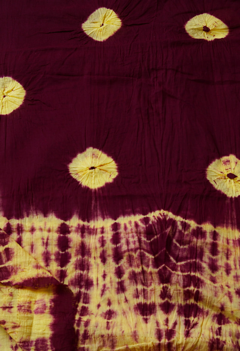 Purple Pure Tie- Dye Shibori Cotton Dupatta-UDS3752