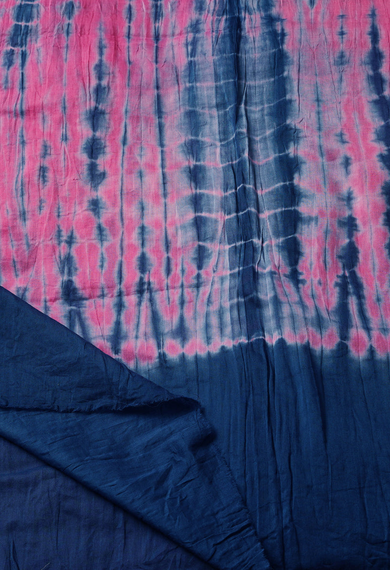 Dark Blue Pure Tie- Dye Shibori Cotton Dupatta-UDS3771