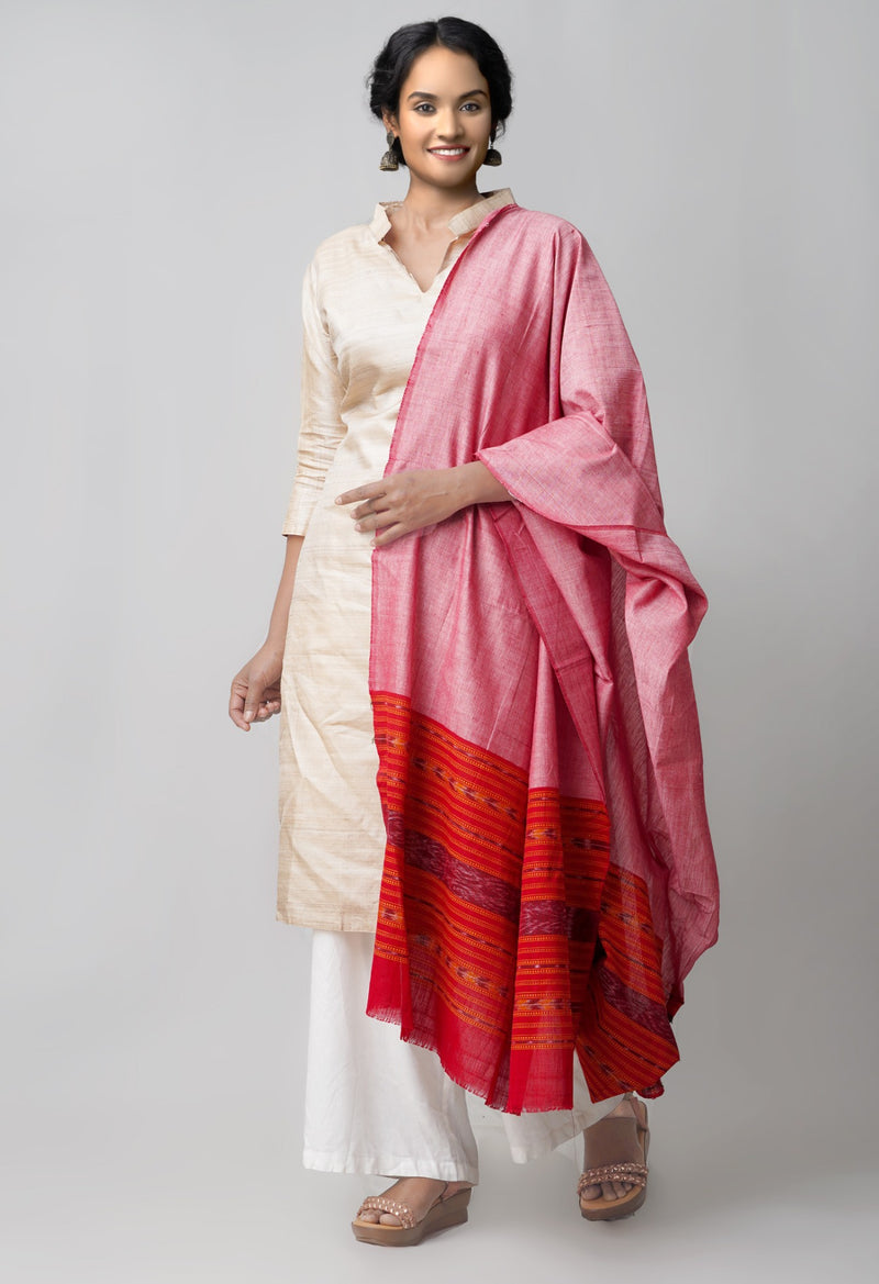 Red Pure Handloom Ikat Sambalpuri Cotton Dupatta