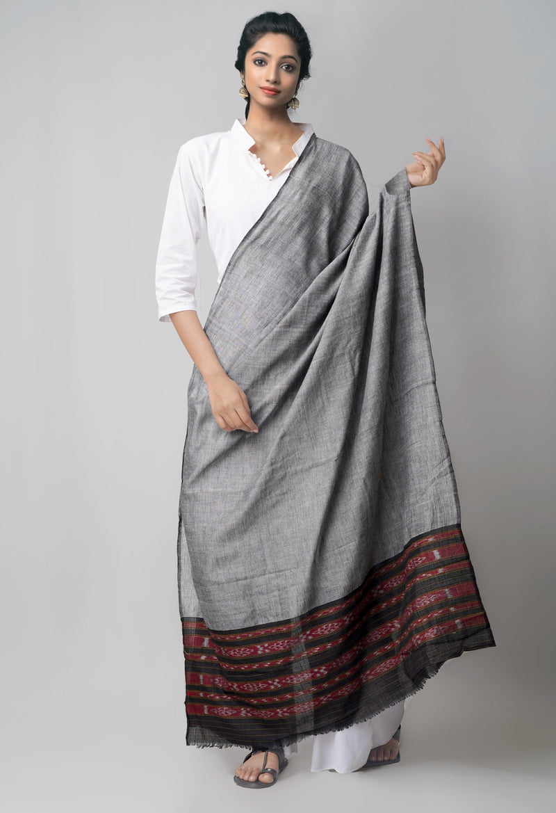 Online Shopping for Grey Pure Handloom Ikat Sambalpuri Cotton Dupatta with Ikat from Odisha at Unnatisilks.comIndia