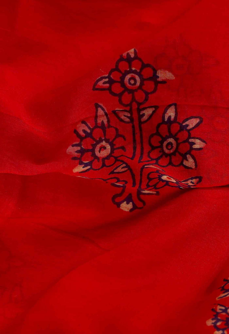 Red Pure Ajrakh Cotton Dupatta