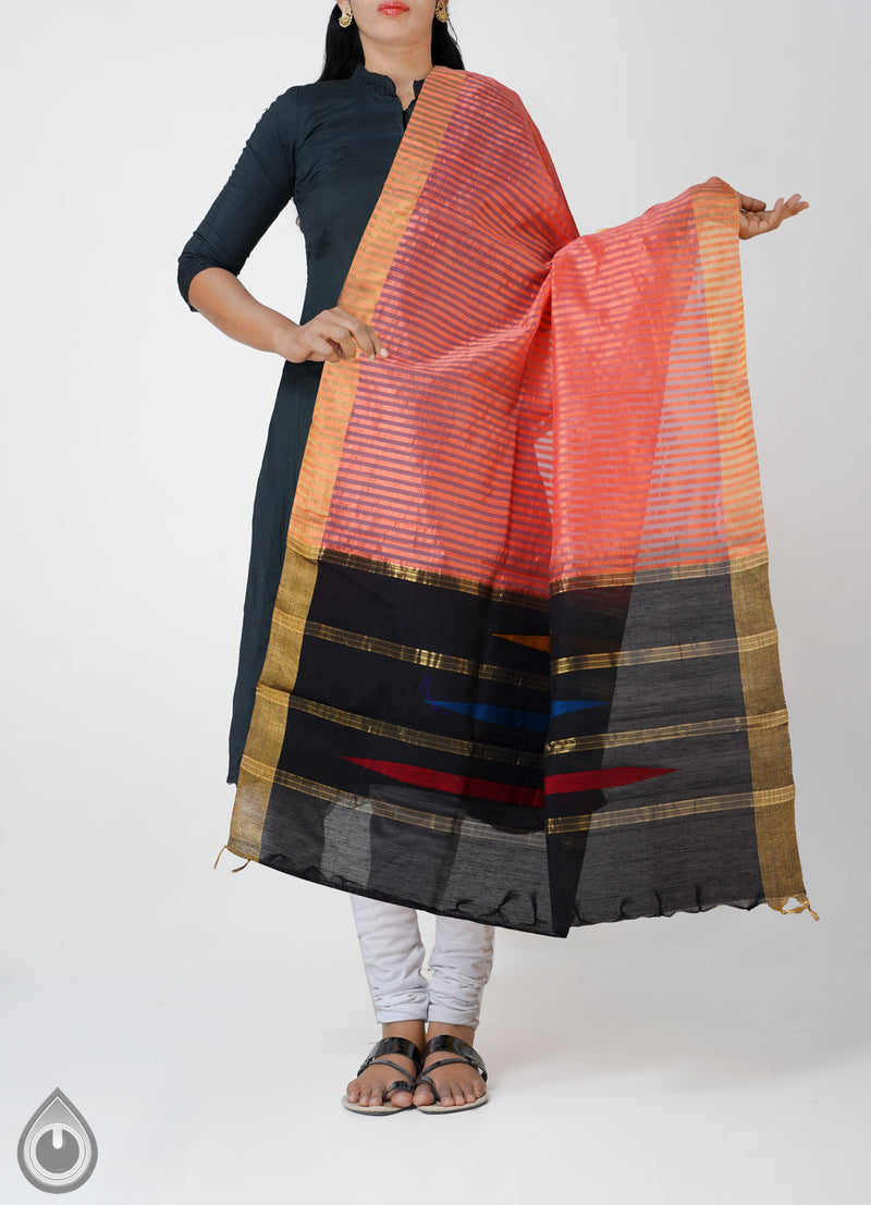 Online Shopping for Pink Pure Handloom Maheshwari Jute Silk Dupatta with Jute Weaving from Madhya Pradesh at Unnatisilks.comIndia