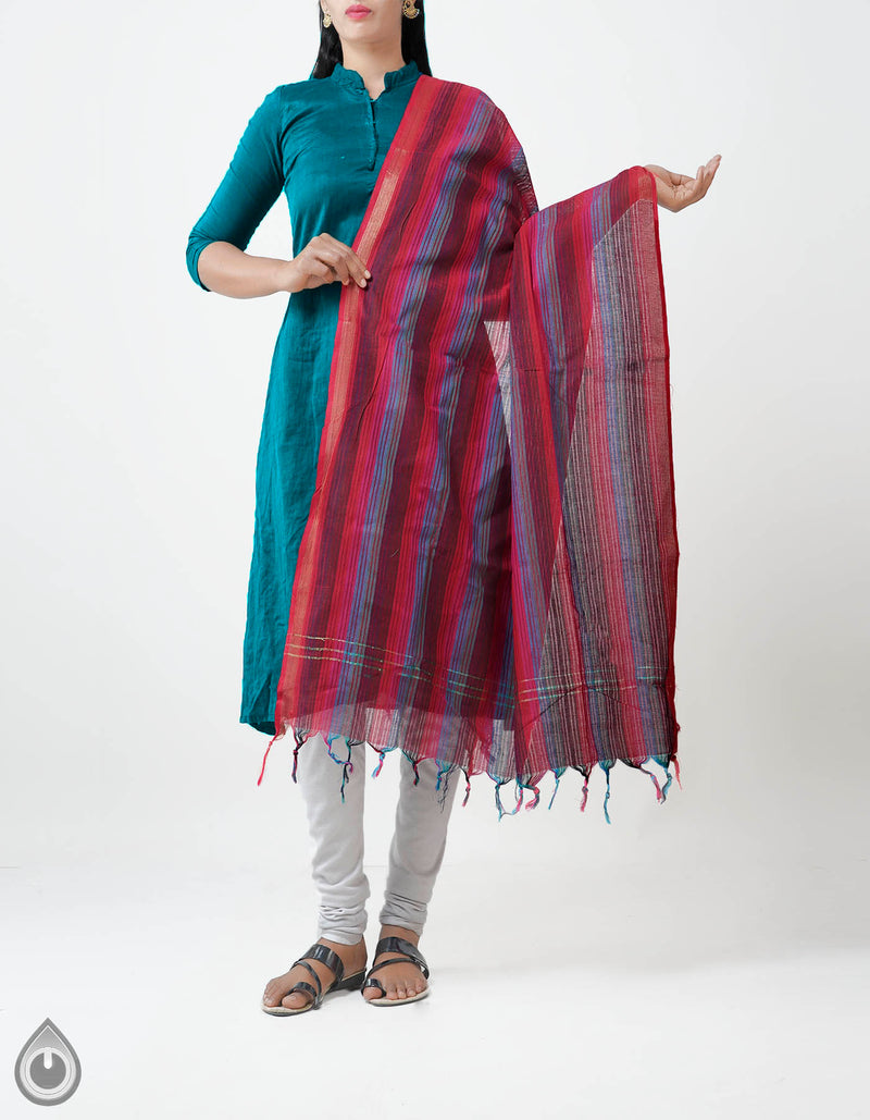 Online Shopping for Multicolor Pure Mangalagiri Cotton Dupatta with Weaving from Andhra Pradesh at Unnatisilks.com India