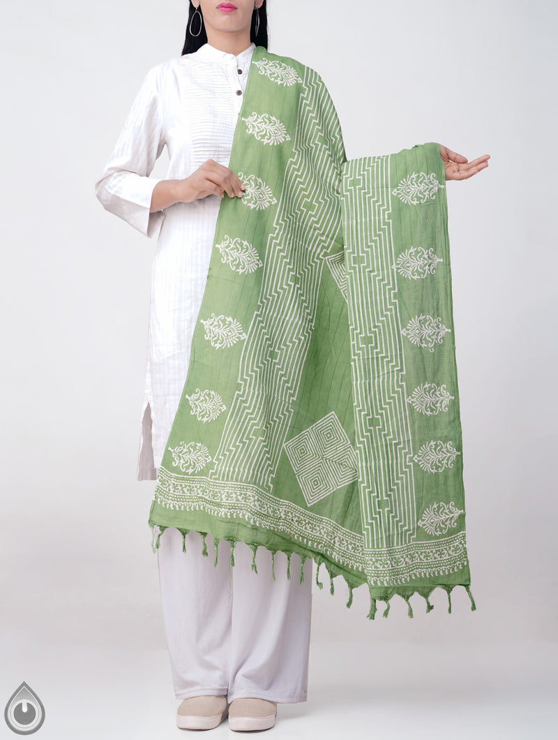 Online Shopping for Green Andhra Kotpad Cotton Dupatta with Hand block Prints from Andhra Pradesh at Unnatisilks.comIndia