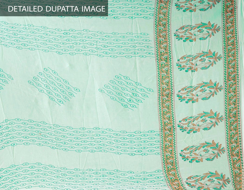 Online Shopping for Green Pure Chiffon Dupatta with Sanganer Jaal Hand block prints with Hand Block Prints. from Punjab at Unnatisilks.comIndia
