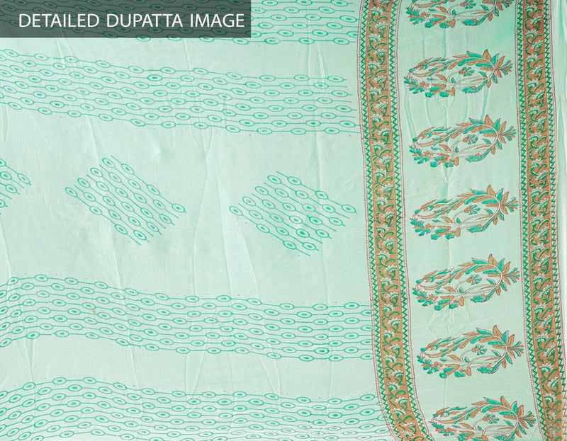 Online Shopping for Green Pure Chiffon Dupatta with Sanganer Jaal Hand block prints with Hand Block Prints. from Punjab at Unnatisilks.comIndia

