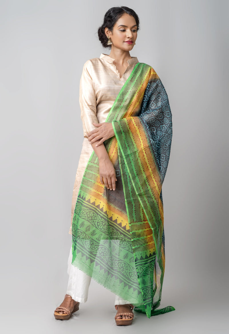 Online Shopping for Black Hand Block Printed Kota Cotton Dupatta  with Hand Block Prints from Andhra Pradesh at Unnatisilks.comIndia
