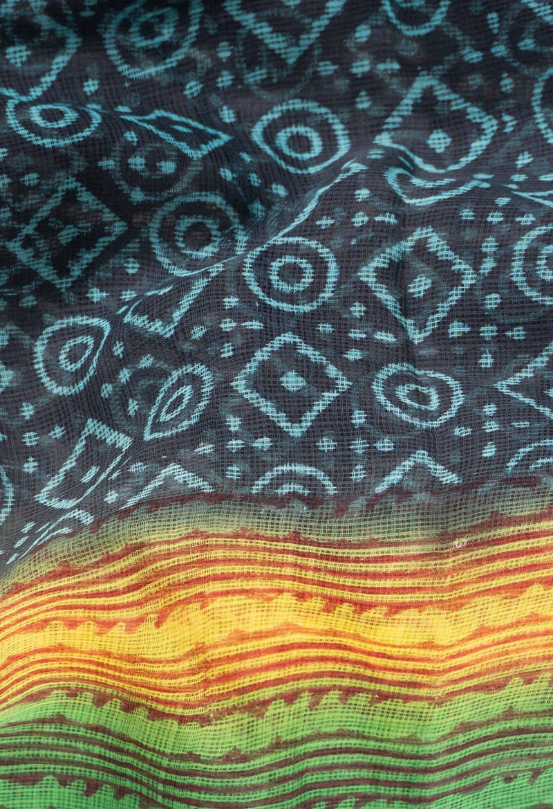 Black Hand Block Printed Kota Cotton Dupatta