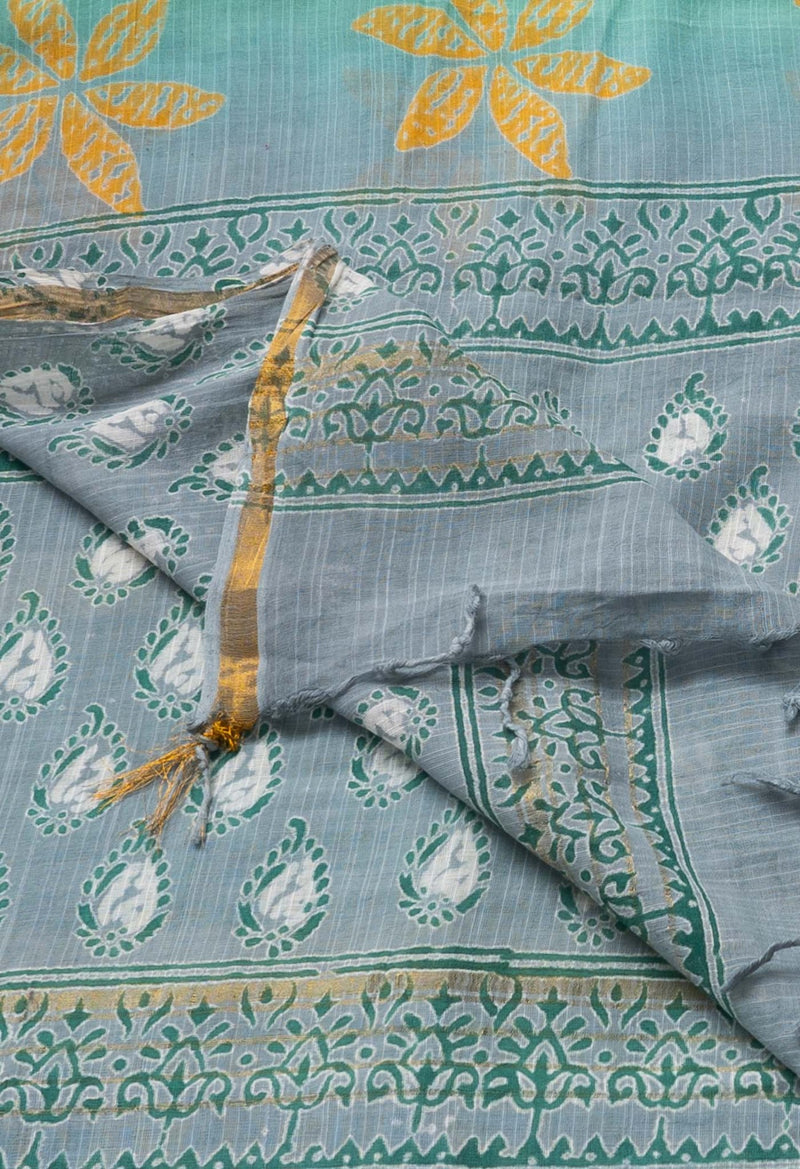Online Shopping for Grey Chanderi Cotton Dupatta with Hand Block Prints with Hand Block Prints from Madhya Pradesh at Unnatisilks.comIndia
