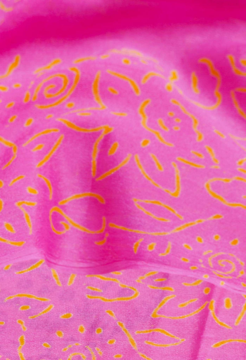 Pink Sanganer Jaal Hand Block Printed Pure Georgett Chiffon Dupatta