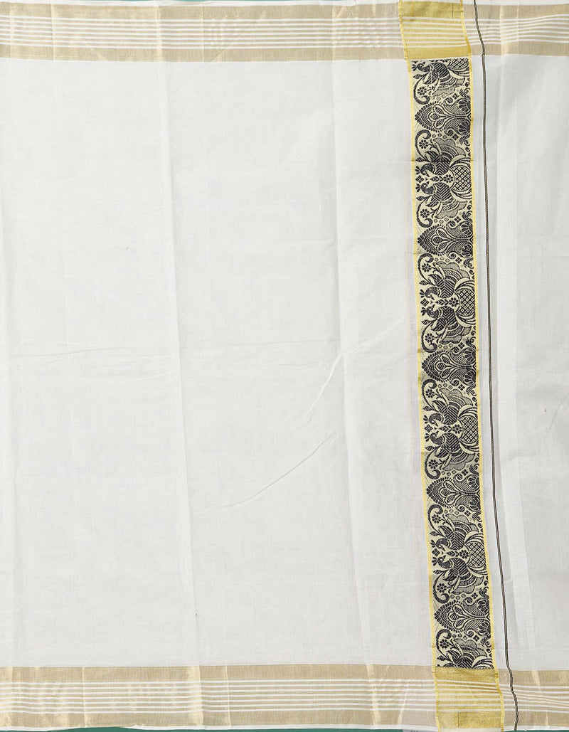 Online Shopping for Ivory Pure Kerala Kasavu Cotton Dupatta  with Weaving from Kerala at Unnatisilks.comIndia
