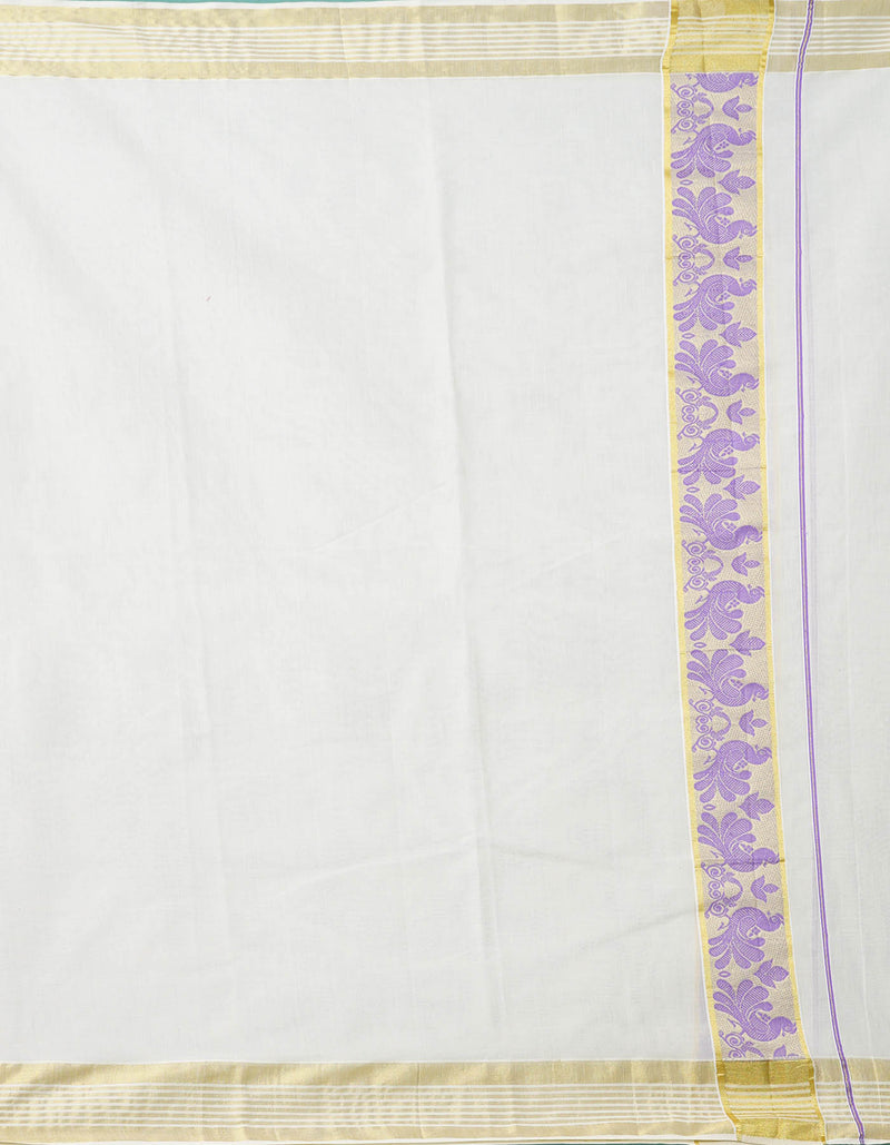 Online Shopping for Ivory Pure Kerala Kasavu Cotton Dupatta with Weaving from Kerala at Unnatisilks.comIndia
