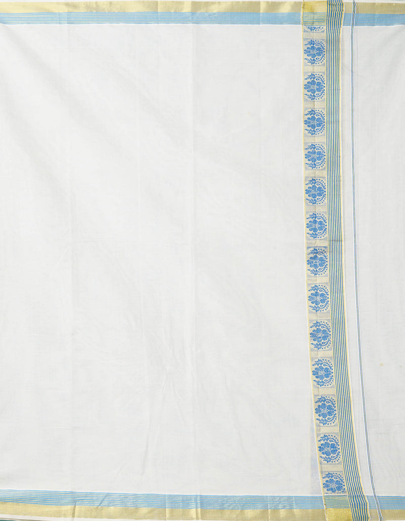 Online Shopping for Ivory Pure Kerala Kasavu Cotton Dupatta with Weaving from Kerala at Unnatisilks.comIndia
