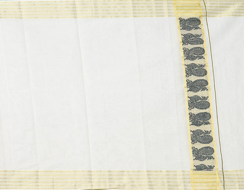 Online Shopping for Ivory Pure Kerala Kasavu Cotton Dupatta with Weaving from Kerala at Unnatisilks.comIndia

