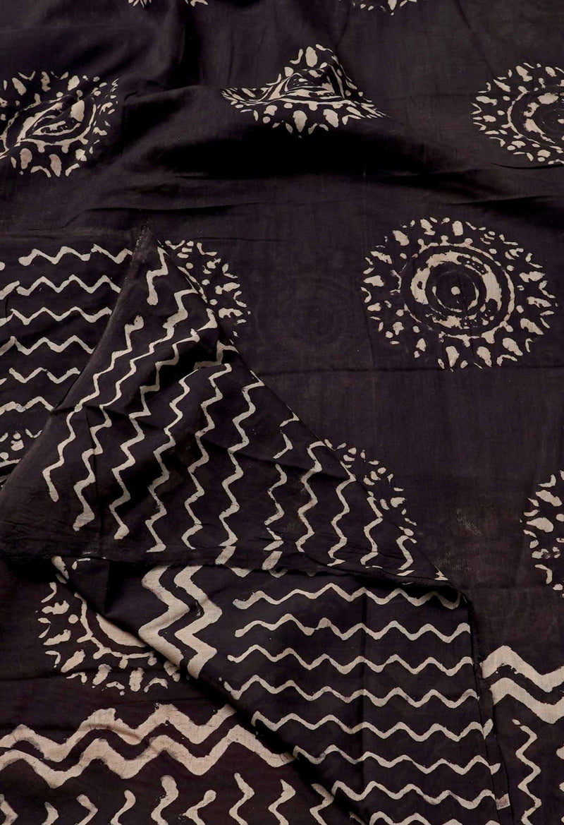 Online Shopping for Black Bagru Printed Pure Mulmul Cotton Dupatta with Bagru Prints from Rajasthan at Unnatisilks.comIndia
