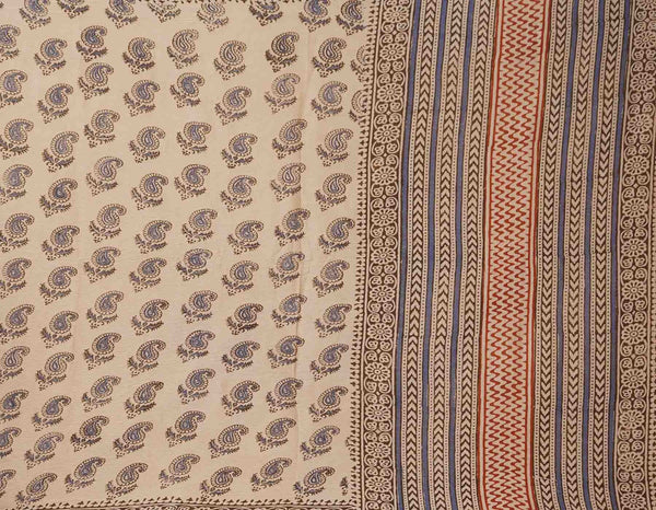 Online Shopping for Cream Bagru Printed Pure Chiffon Dupatta with Bagru Prints from Rajasthan at Unnatisilks.comIndia
