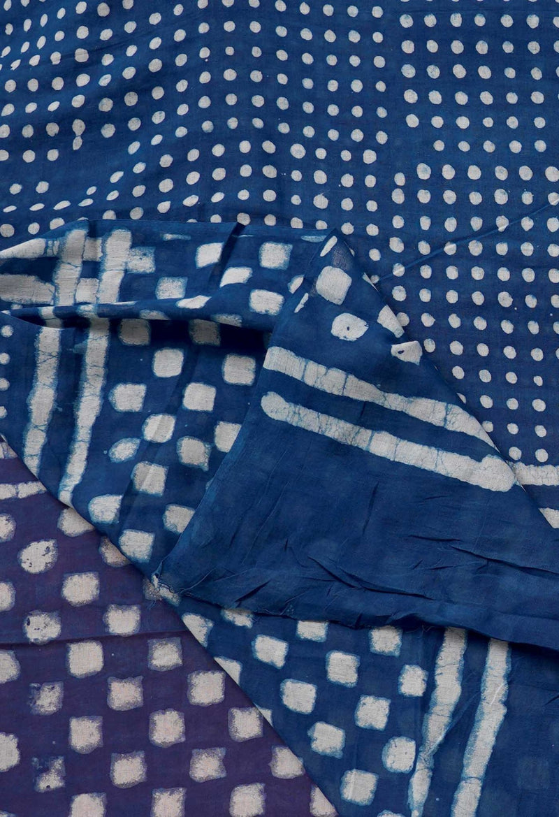 Online Shopping for Indigo Blue Dabu Printed Pure Mulmul Cotton Dupatta with Bagru Prints from Punjab at Unnatisilks.comIndia
