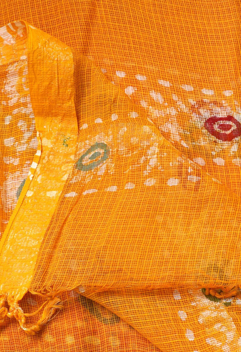 Yellow Pure Hand Batik Kota Cotton Dupatta