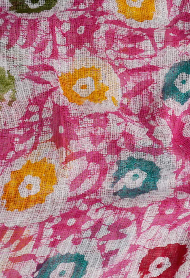 Pink Pure Hand Batik Kota Cotton Dupatta